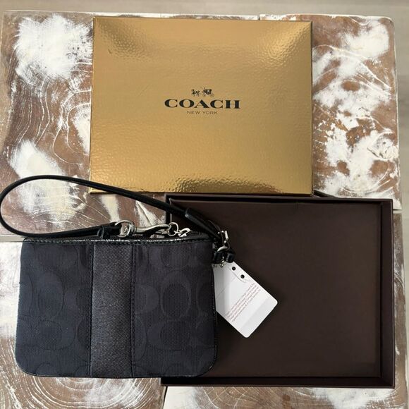 Coach Black Canvas Wristlet, New w/ Tags and Box - Picture 3 of 5